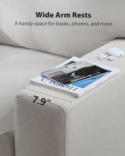 Pipishell 3 Seater Couch, Sofas for Living Room with Deep Seats and Wide Armrests, 89" Comfy 3 Seater Sofa, Supportive with Thickened Cushion, Cotton-Linen Couches, Removable & Washable Covers, Grey - Image 6