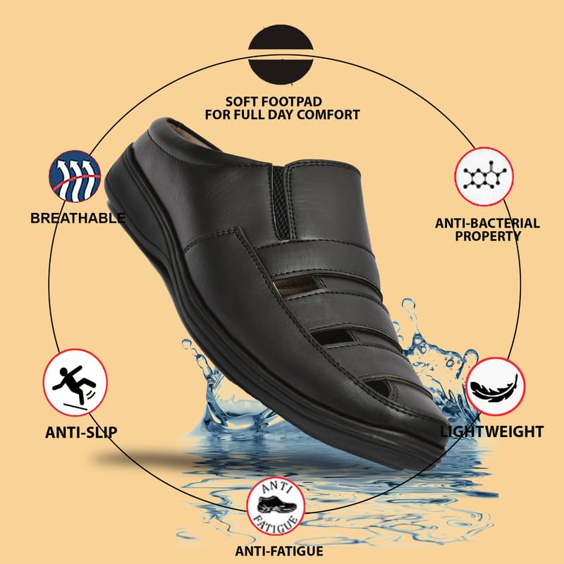 Image of Restroad Men's Synthetic Leather Sandals | Casual Open Toe Footwear for Men