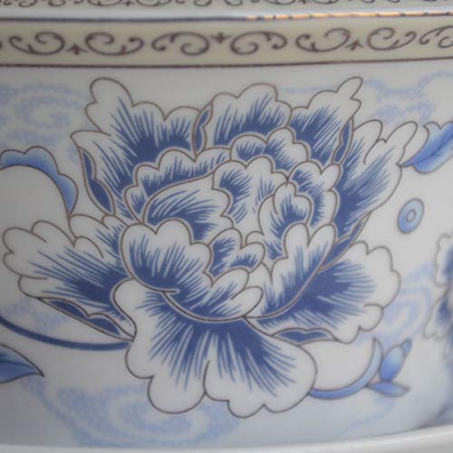 Image of Liang baobao Traditional Gaiwan Tea Set with Lid and Saucer Handmade Ceramic Tea Cup Porcelain Teacups (200ml Blue silk peony)