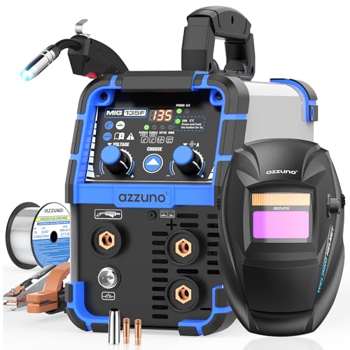 Image of AZZUNO MIG Welder 135A 110V, 3 in 1 Flux Core Gasless MIG Welder /Lift TIG /Stick Welding Machine, Portable Wire Feed Welder Machine with Auto Darkening Welding Helmet