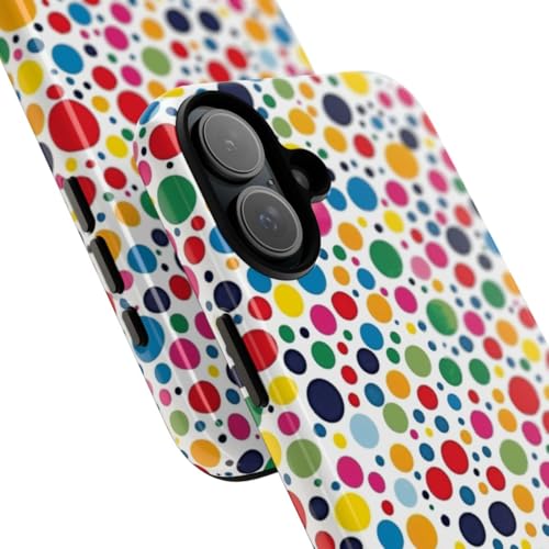 Coque iPhone 16 Plus rigide blanche à motif pois colorés finition brillante - 2