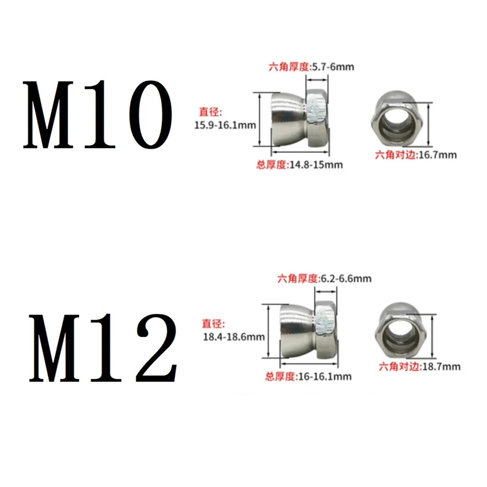 2-10 stücke M6 M8 M10 M12 304 Edelstahl Twist-off Anti-diebstahl Mutter Twist-off Anti-abriss Mutter Kappe(M10 5pcs)