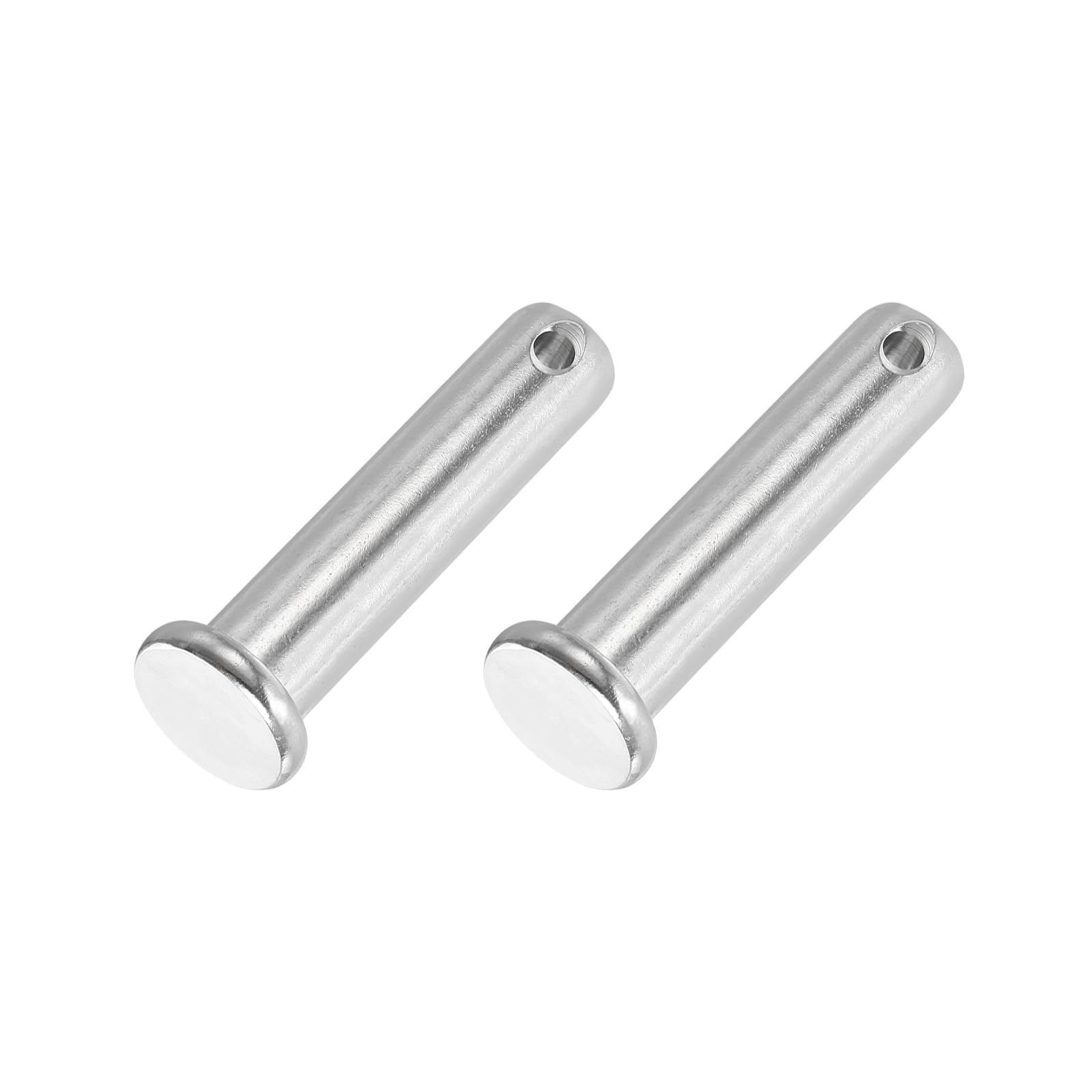 PATIKIL 12 x 50 Mm Single Hole Clevis Pins, 2 Pcs 304 Stainless Steel Flat Head Pin for Hitch Pin Lock Link Hinge Systems Silver
