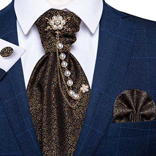 Set de corbata clásica de seda con broche para hombre
