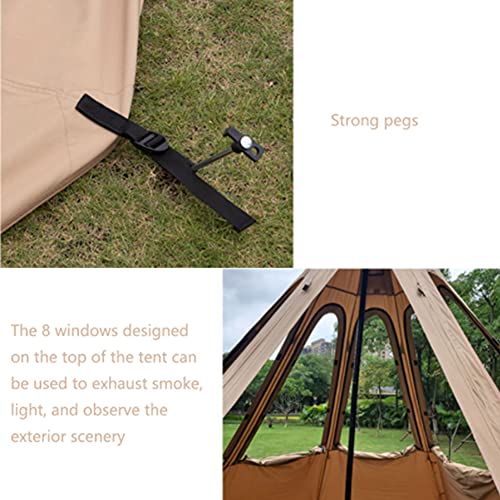 ROSG Indian Tent Outdoor Portable Camping Pyramid Teepee Tent Octagon Adult Tipi Tent with Stove Hole Camping Steeple Yurt Tent - Image 7