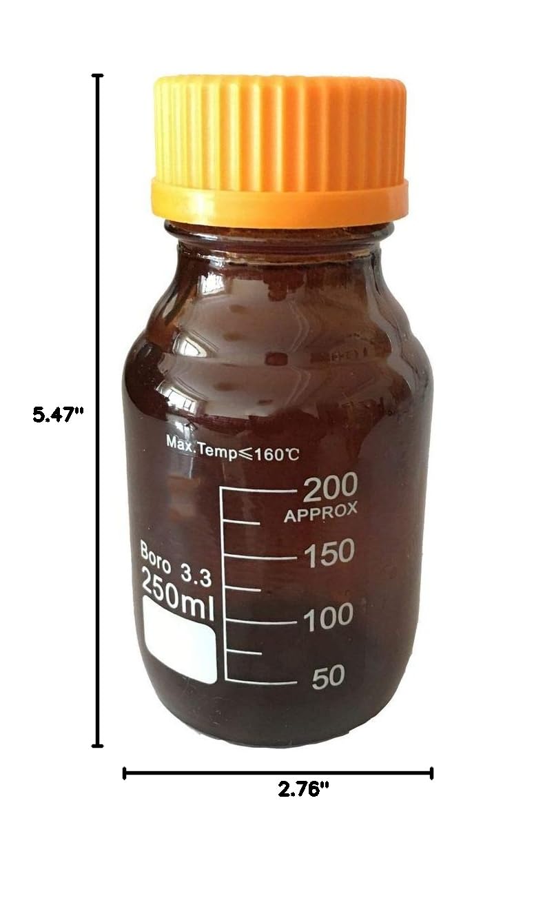Frasco de reactivo graduado de vidrio de borosilicato de color ámbar con tapón de rosca de polipropileno GL45, esterilizable en autoclave, tamaños disponibles de 100 ml a 20000 ml(20000ml)