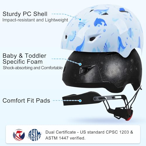 Image of Toddler Helmet, Baby Infant Kids Bike Helmet for Kids Age 1-3 /2-4 /3-5 /5-8 Adjustable Toddler Bike Helmets for Boys Girls for Scooter Skateboard Cycling