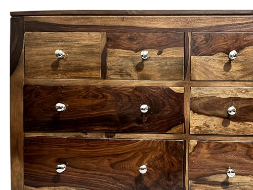 Image of Sheesham Wood Chest of 8 Drawer | Wooden Storage Cabinet | Solid Wood Sideboard Storage Cabinet Dresser for Bedroom Living Room Home (Mohogany Dark Finish)