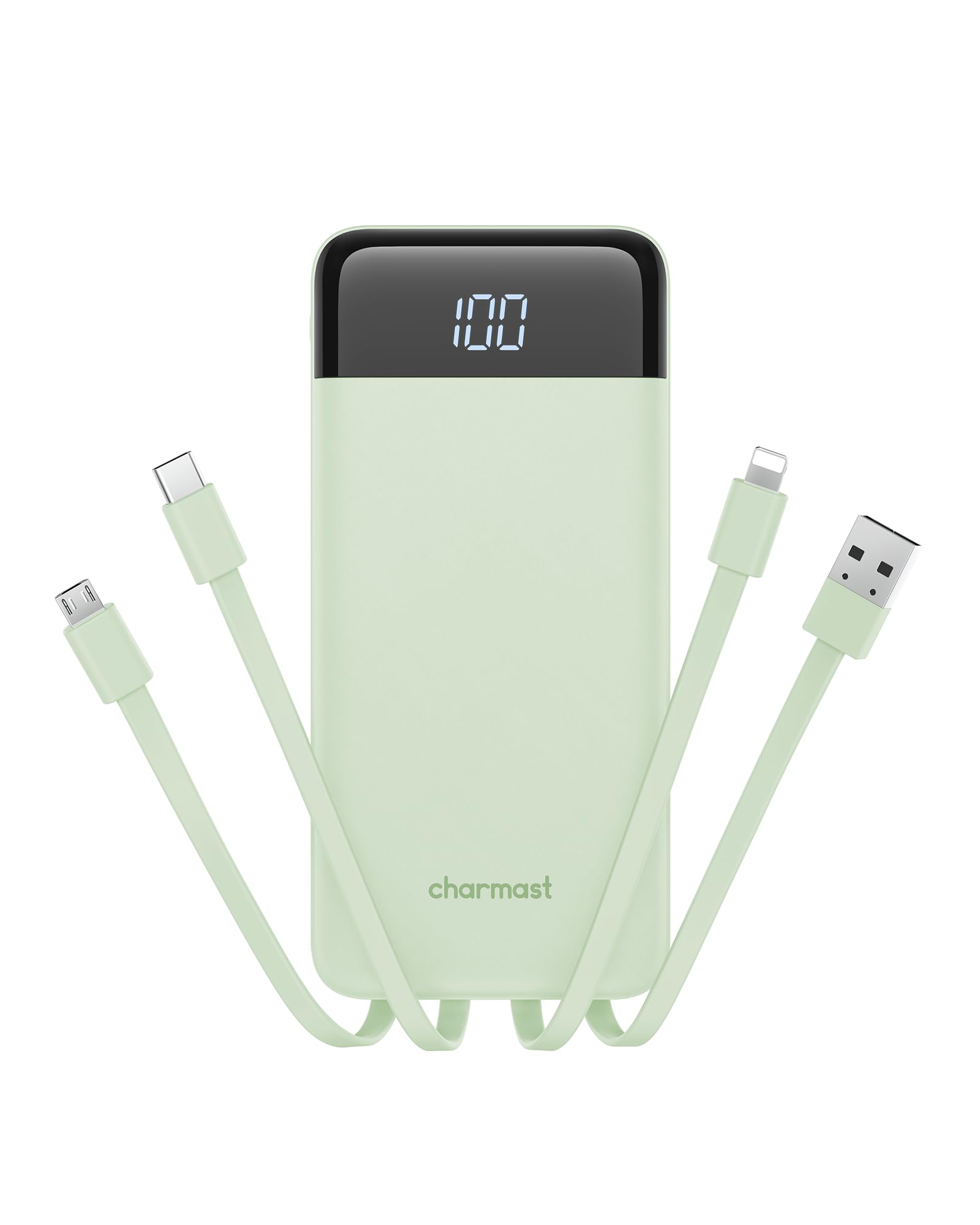 charmast 10000mAh Portable Charger with Built-in Cables, 6 Outputs & 3 Inputs Power Bank, Compact Travel Essential Battery Pack for iPhone 16/15, Samsung S25/S24, Google Pixel, iPad, AirPods & More — view 11