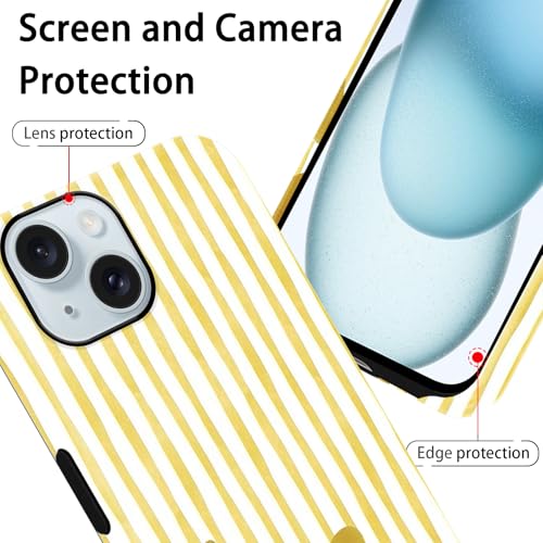 Coque iPhone 15 été à rayures en TPU et PC rigide antichoc - 3