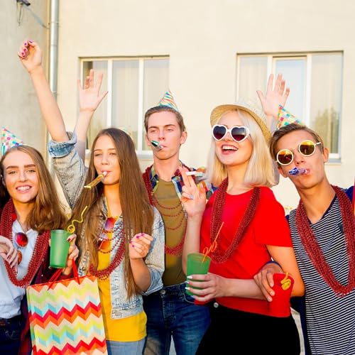 image for EOBOH 72PCS Bead Necklace, Red Christmas Bead Stuff Party Favors, 33