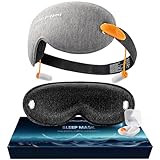 VHMV 3D Contoured Cup Sleep Eye Mask with Ear Plugs,Noise Canceling Sleeping Masks for Men Women,Night Eye Shade & Blindfold for Side Sleeper,100% Light Blocking Eye Mask for Sleeping (Gray)