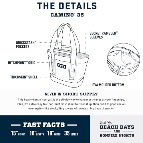 Image of YETI Camino 35 Carryall with Internal Dividers, All-Purpose Utility, Boat and Beach Tote Bag, Durable, Waterproof