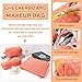 Gocvo 3 Pcs Makeup Bag Checkered Cosmetic Bag Large Capacity Traveling Toiletry Pounch Organizer Cute Makeup Brushes Aesthetic Accessories Storage Bag for Girls Women(Orange-Purple)