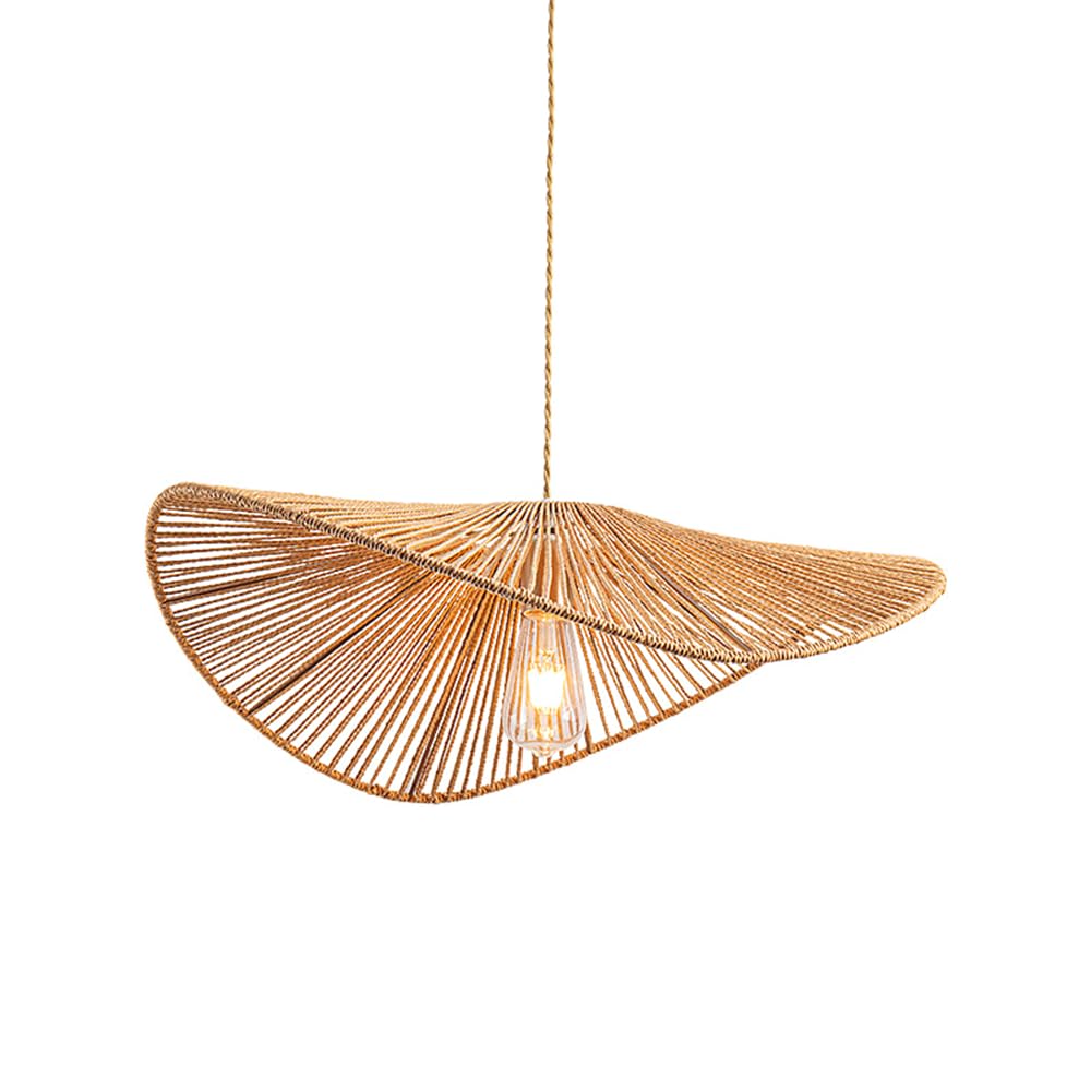 YNAHZAOK Hemp Rope Lampshade Hanging Lamp for Dining Living Room Modern Style Hand Woven Chandelier for Bedroom Entryway Japanese Style Kitchen Island Lighting Fixture with Adjustable Suspension Line