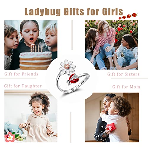 Ogoodsunj 925 Sterling Silver Ladybug Daisy Leaves Necklace Earrings Rings Pendant Anklet Jewelry Set #TOP6