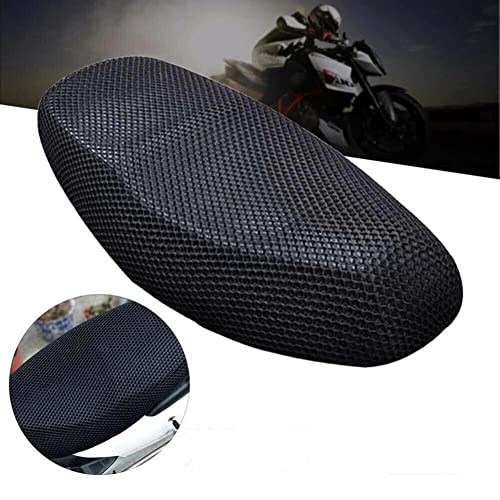 Motorrad Kissen Mesh Sitzbezug, Universal Motorrad Anti-Rutsch Wasserdicht Sitzkissen 3D Mesh Atmungsaktiv Sitzbank Protector Wärmeisolierende Motorrad Sitzbezüge Offroad Motorradkissenbezug Schwarz
