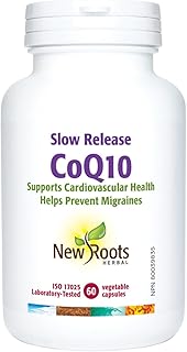 New Roots Herbal - Slow Release CoQ10 Supplement - 100mg - 60 Capsules - CoQ10 Ubiquinol CoQ10 100mg Capsules - Migraine Headache Relief - Migraine Relief Capsules - Cardiovascular Health - Coenzyme Q10