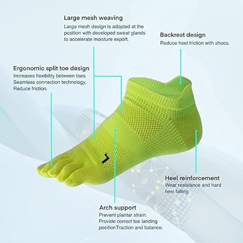 Jdq Toe Socks For Men Women, Running Five Finger Crew Socks, Yoga Socks, Athletic Low Cut Socks, No Show Soft Comfortable Breathable 4 Pairs(Multicolor)-M #TOP1