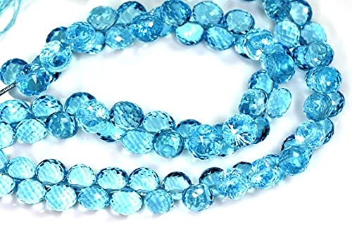 LKBEADS 7-calowy sznurek - 7-8 mm - super wysokiej jakości błękitny topaz kwarc mikrofasetowany kształt cebuli koraliki briolette