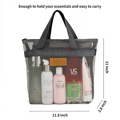 Image of Mesh Shower Caddy Bag Portable Hanging Toiletry and Bath Organizer with Zipper for Travel, Gym, Camping, College Dorms, Beach