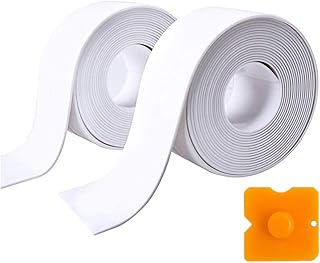 Caulk Strip 2Pack Caulking Tool, Self Adhesive Caulking Sealing Tape, PVC Waterproof Caulk Tape Butterfly for Kitchen Sink, Toilet, Bathtub, Wall Edge 1.5in x 10.5ft (Set of 2, Butterfly)