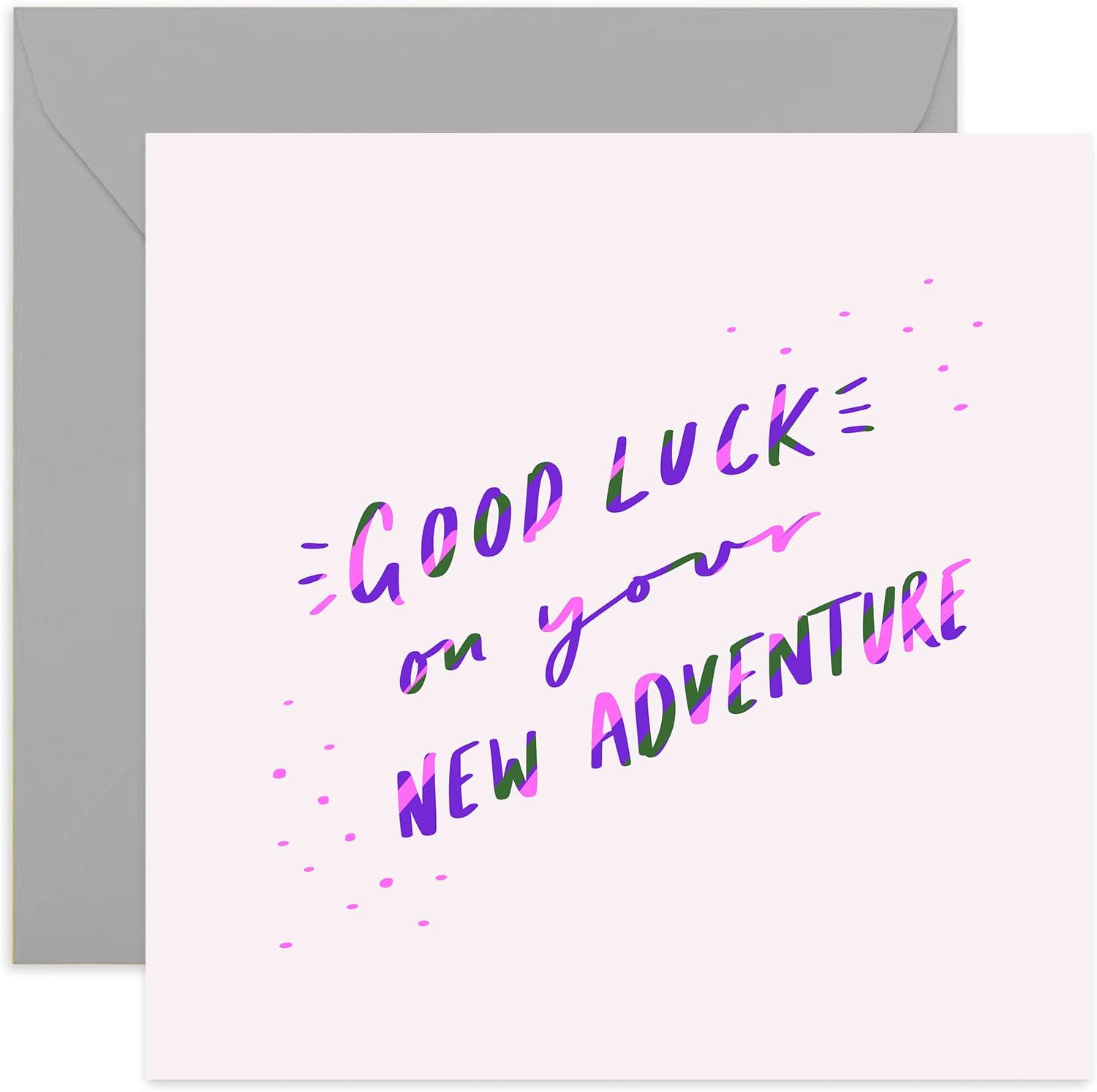 Old English Co. Good Luck New Adventure Card - Neon Purple New Job Card for Women | Cute Fun Design for Her, Sister, Niece, Daughter, Friend | Blank