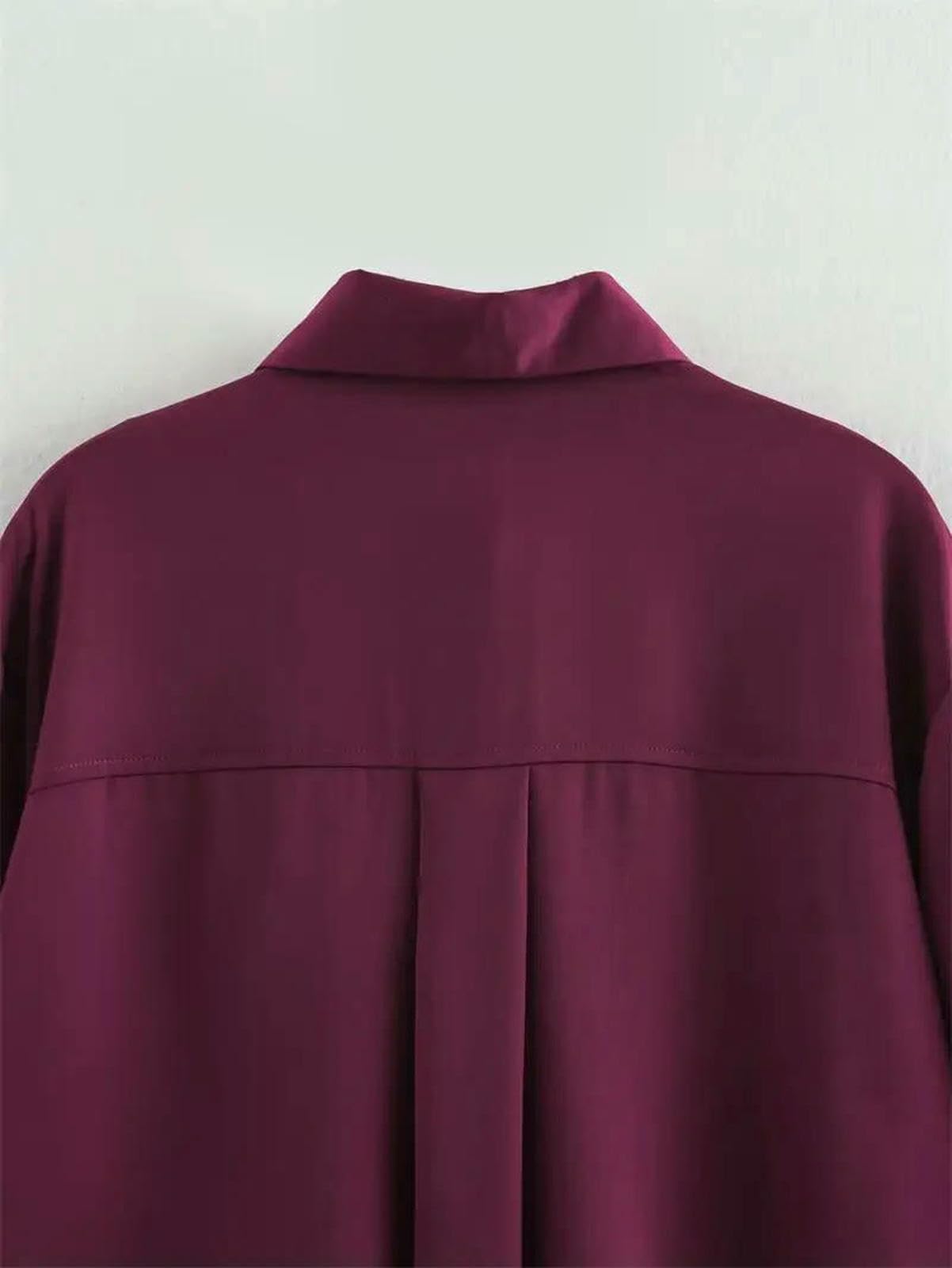 Camicia Donna Camicie Autunno Camicette Eleganti E Rilassate alla Moda per Le Vacanze Street Chic Youth Joker Primaverile-Bordeaux-m