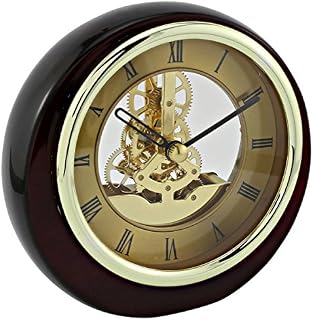 David Peterson Round Skeleton Clock, Hardwood, Black Piano, Small