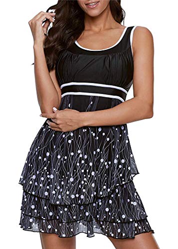 AOQUSSQOA Damen Bauchweg Tankini Große Größe Badeanzug mit Shorts Black...