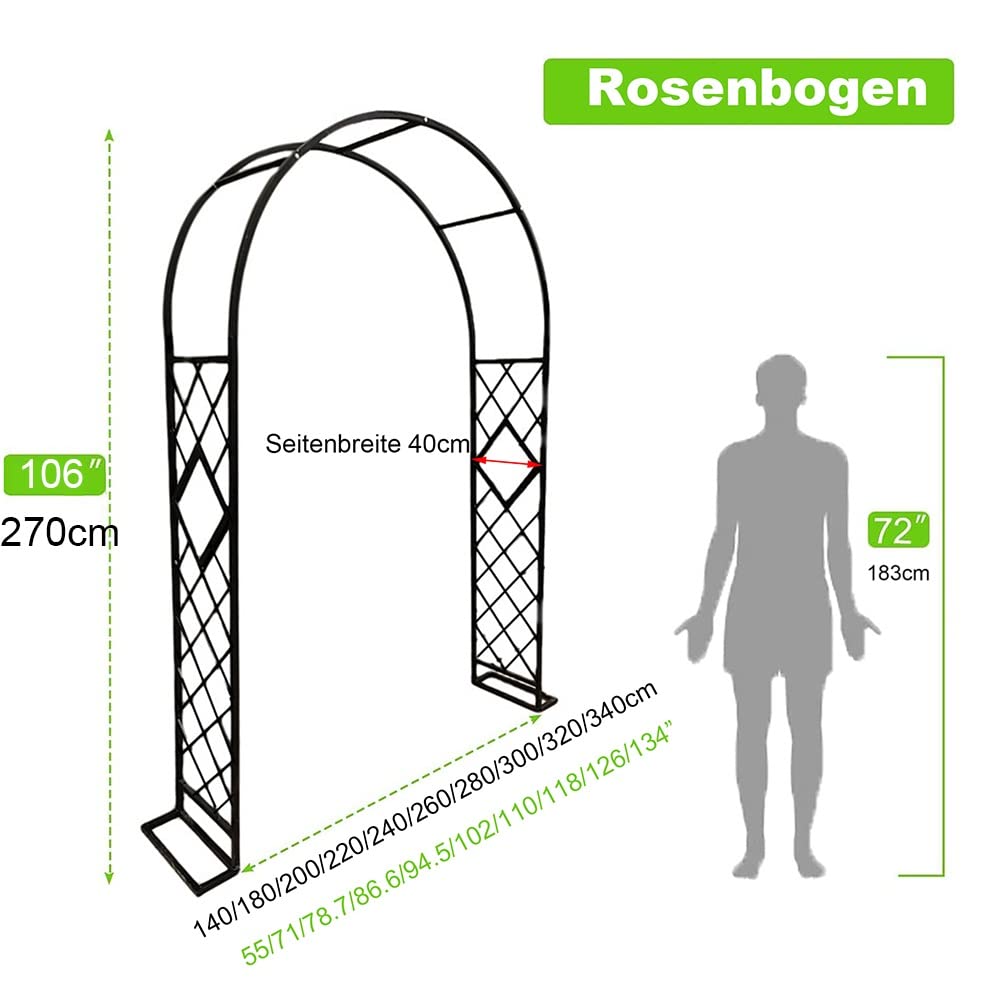 Arco da giardino in metallo, resistente, per rose, traliccio stabile, decorativo, per esterni, per matrimoni, prato, decorazione per feste