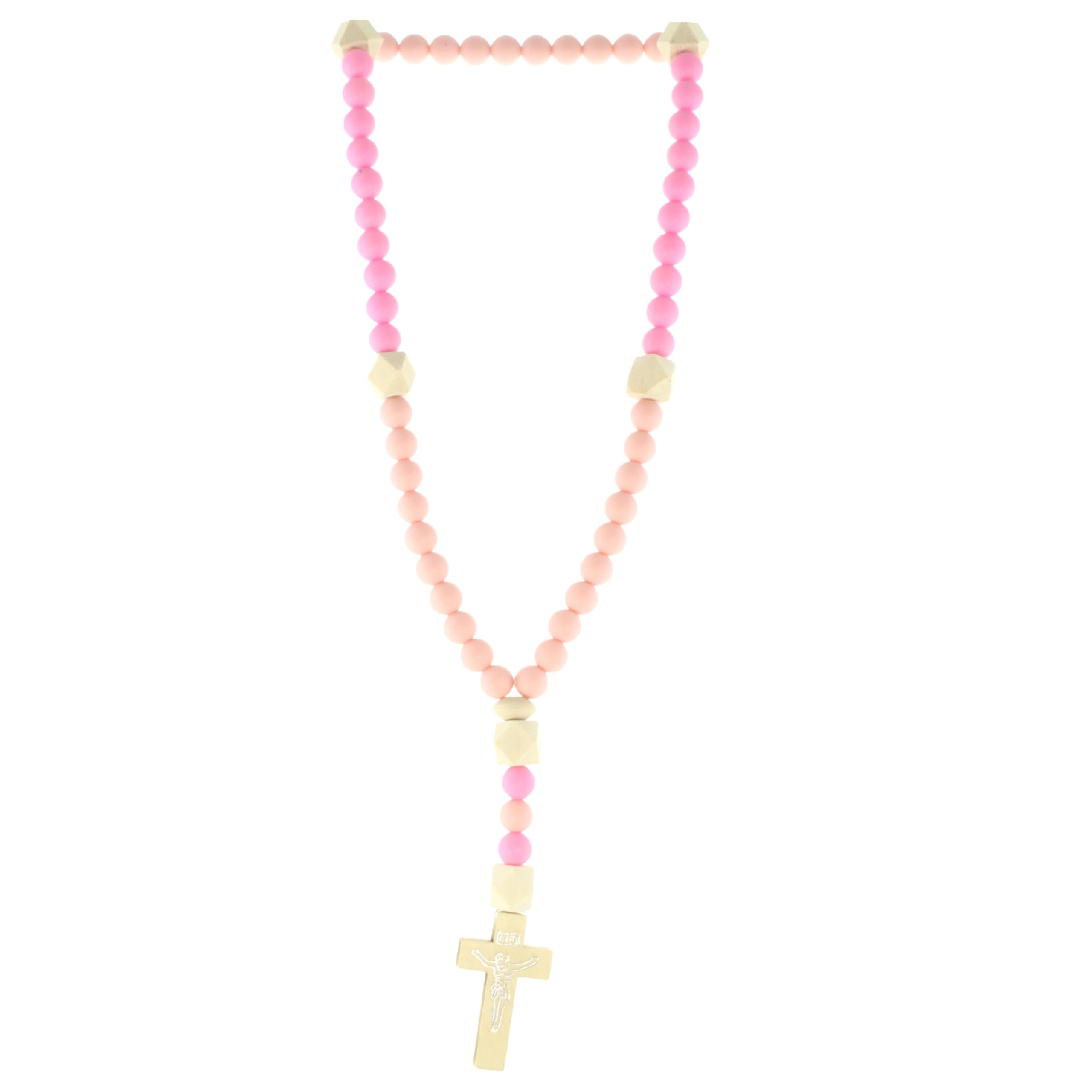 Palais du Rosaire Chapelet pour enfant grains en silicone et bois 8mm - Chapelet pour Enfant - Culte Chrétien en Plastique
