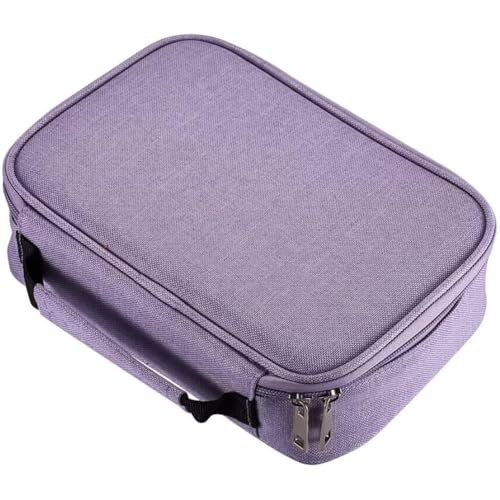 Estojo Escolar, Grande Capacidade, Box Jumbo Com Alça E Elastico Para 72 Canetas Ou Lápis, Feminino Masculino, Organizador Divisórias Zíper (Roxo)