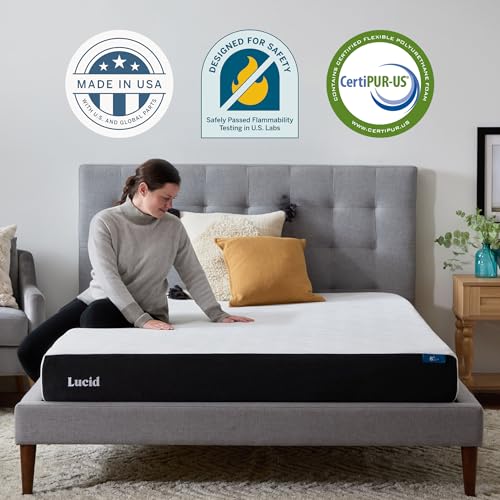 Image of Lucid 8 inch Medium Firm Gel Memory Foam Mattress - Bamboo Charcoal & Cooling Gel - Fiberglass Free - Bed in a Box - CertiPUR-US Certified - Twin Size