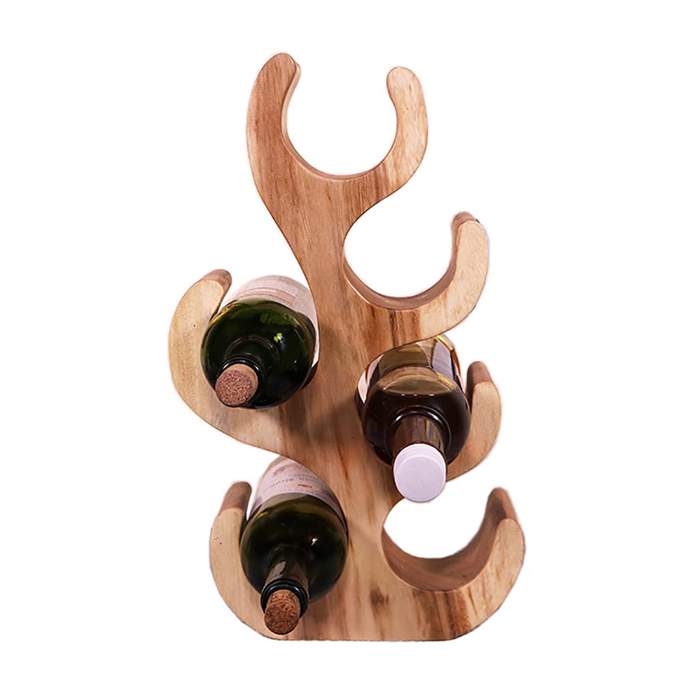 Rainbow_Road Portabottiglie in legno, portabottiglie a 6 slot, espositore da tavolo per bottiglie di vino per bar, casa, cucina