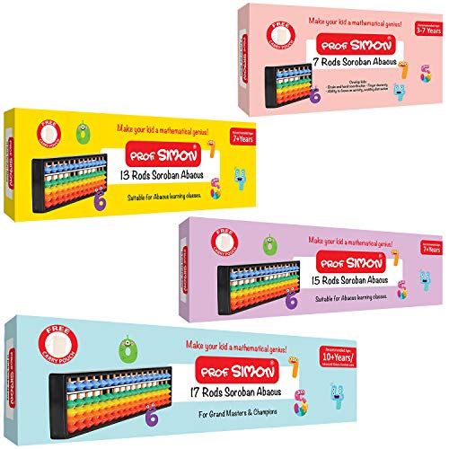 Image of 17 Rods /digits Soroban Plastic Abacus With Multicolour Beads, 10+ Years,10 Year