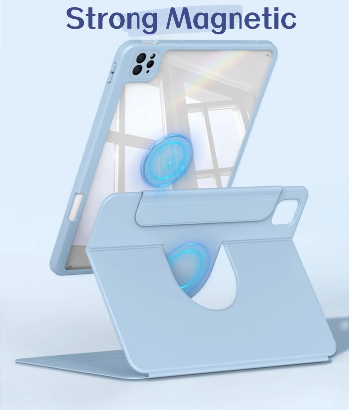 QIYIBOCASE Magnetic Case for iPad Air 5th/4th Generation & iPad Pro11, Vertical Stand Cover with Pencil Holder?It can Store Keyboard? Detachable Rotatable Case for iPad Air5/Air4/Pro11 (Pink)