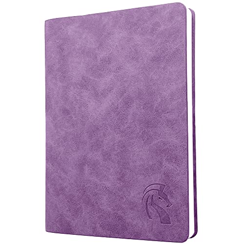 LeStallion Purple Journal To Write In For Women/Men - A5 Purple Faux Leather Notebook - Numbered 120gsm Thick Paper Writing Journal - 200 Pages Wide Ruled Light Purple Soft Cover Note Book