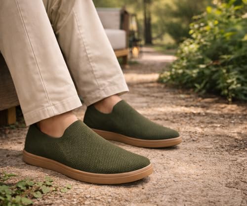 Image of Kraasa Men's Casual Slip-On Loafers | Soft Knitted Upper Breathable Flex Upper | Lightweight Comfort Shoes | TPR Sole