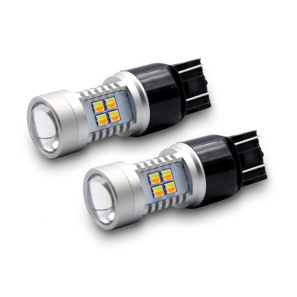 7443 7444 Switchback LED White-Amber (Type-1) 20-SMD Front Turn Signal Parking LED Bulbs