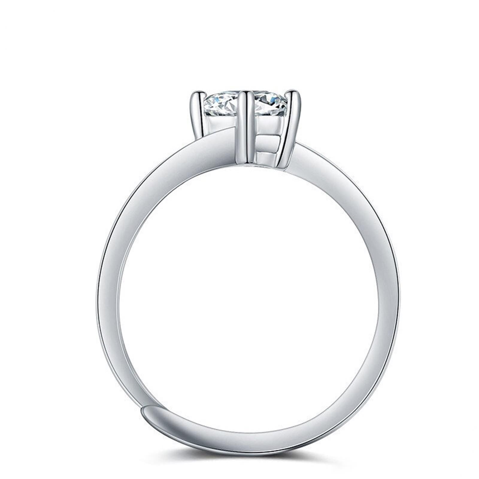 Anillo de compromiso para ella, oro blanco de 14 quilates para mujer, seis garras de moissanita, alianzas de boda para ella, talla 4-11