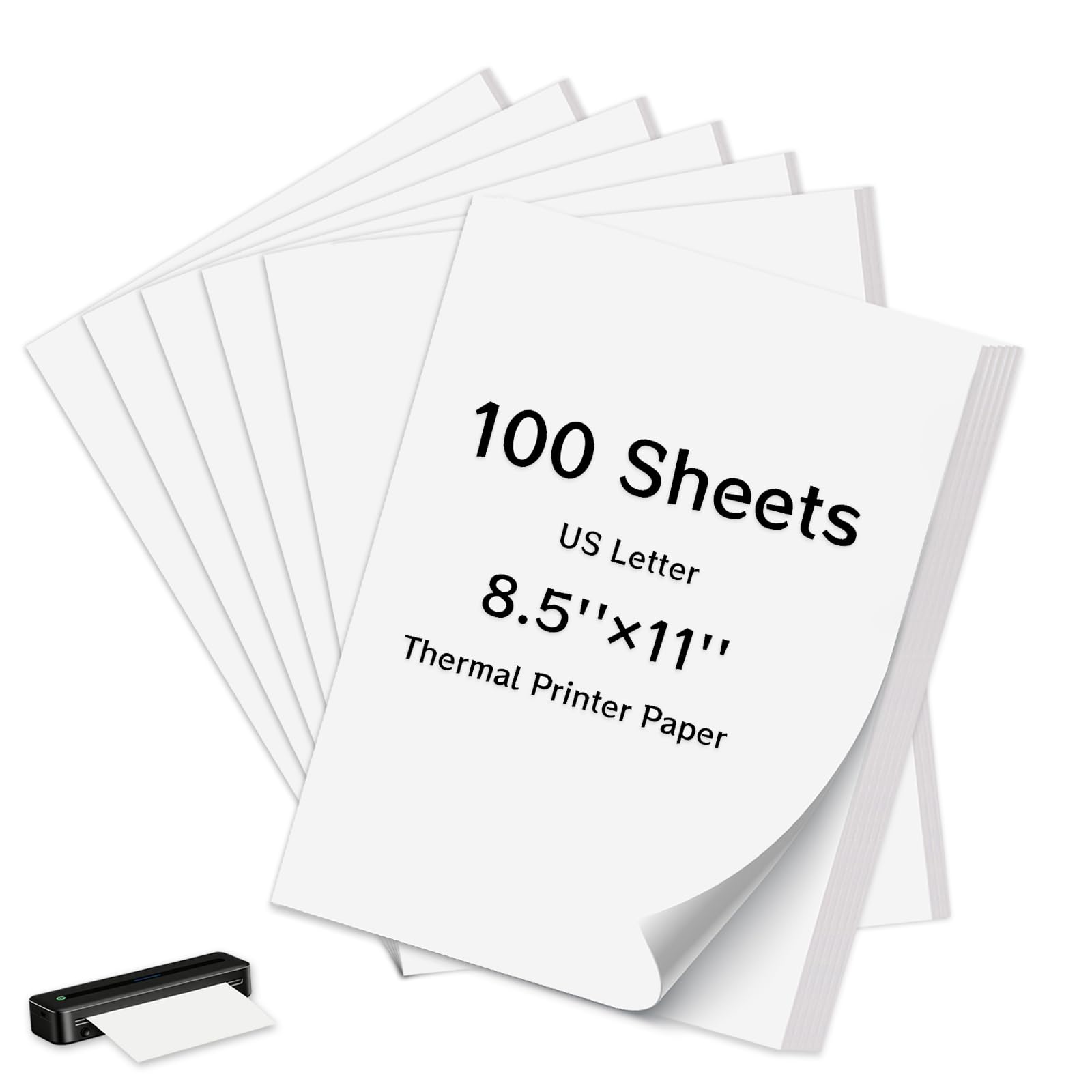 Photo 1 of 100 Sheets Thermal Printer Paper 8.5 x 11 Inch US Letter Size Safe BPA-Free