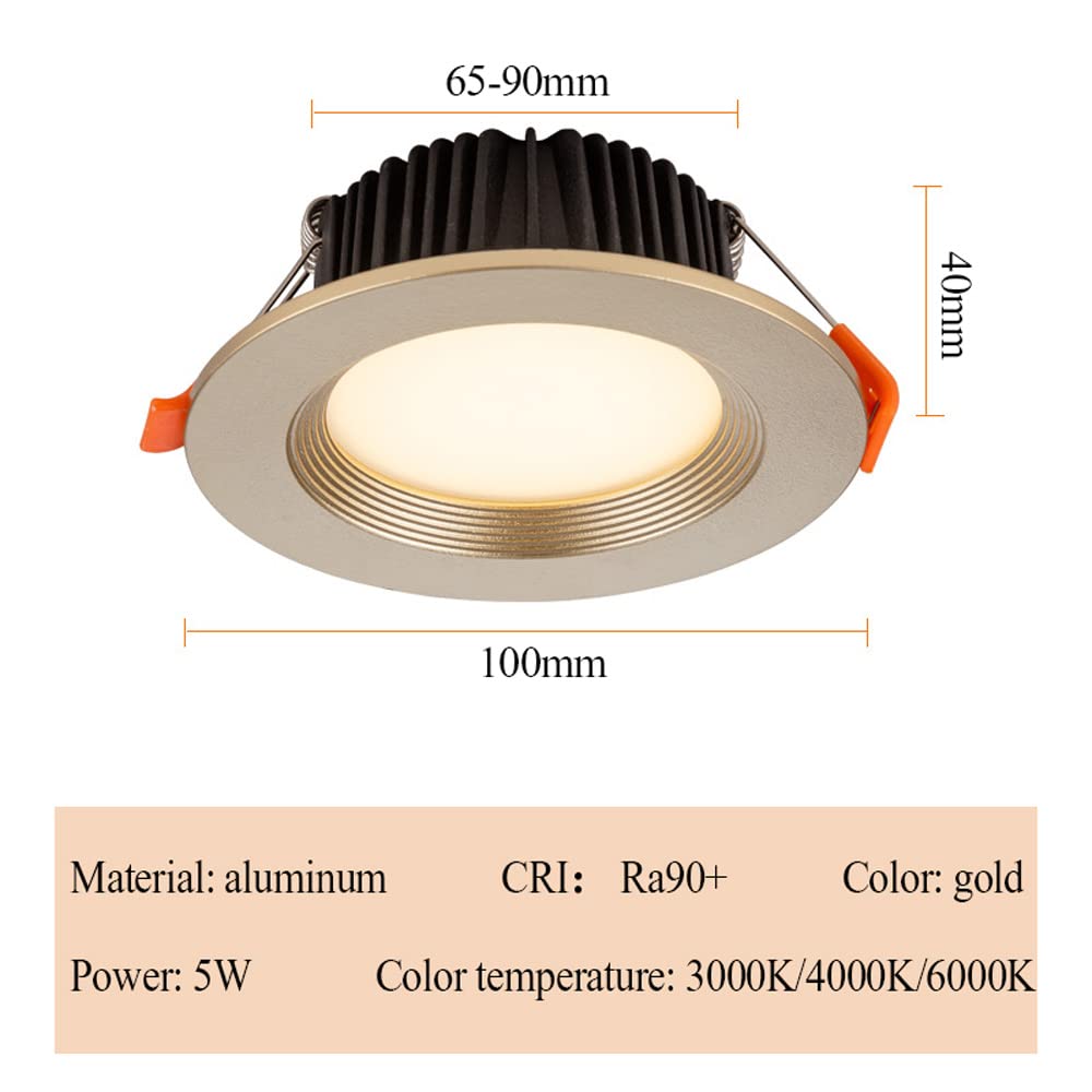 Juego De 17 Focos Led Empotrados, Moldura Deflectora, Panel De Luz De Aluminio Redondo De 5 W, Focos COB Antideslumbrantes De 4 Pulgadas De Profundidad, Luz Descendente De AdaptaciA-6000K