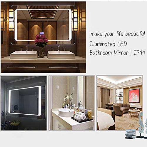 Warmiehomy LED Bathroom Mirror with Lights Sensor Switch Illuminated Bathroom Mirror with Demister Pad for Makeup Cosmetic