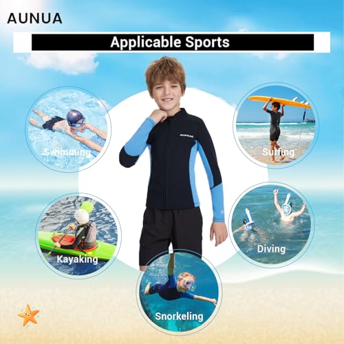 Kids Wetsuit Top for Boys & Girls 2mm Neoprene Front Zip Long Sleeve miniatura 6