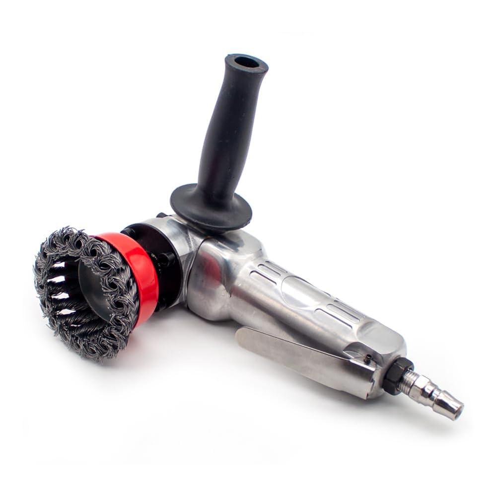 Gertrude 75 Mm Pneumatische Drahtcupbürste, 11000 Umdrehungen Pro Minute Metallrostentfernungswerkzeug Luftbetriebene Reinigungspolierbürste Für Metalloberflächen MAG-9000 Silver,1