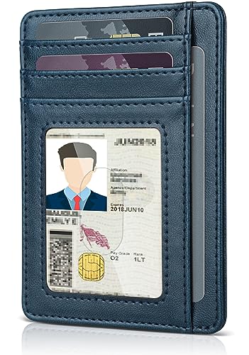 Image of Teskyer Slim Minimalist Wallet for Men, RFID Front Pocket Card Holder | Ultra Slim Front Pocket Design, 8 Card Slots, RFID Protection, Smooth Faux Leather for Everyday Carry