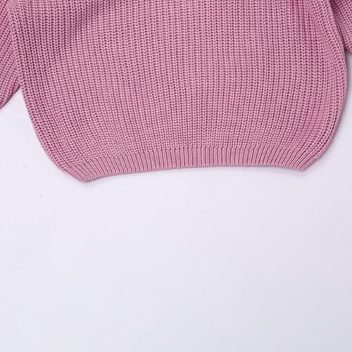 Kids Ribbed Knit Sweater Solid Oversized Loose Plain Long Sleeve Pullover Sweatshirt Warm Base Casual Tops Blouse3