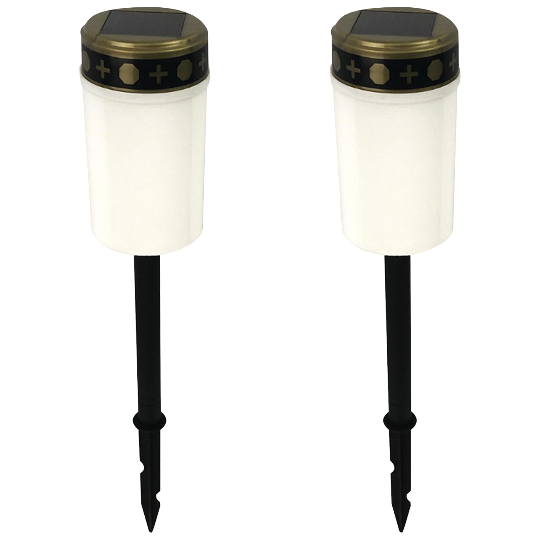 Faroby Solar Grave Lights 2 PCS Waterproof Cemetery Flameless Memorial White
