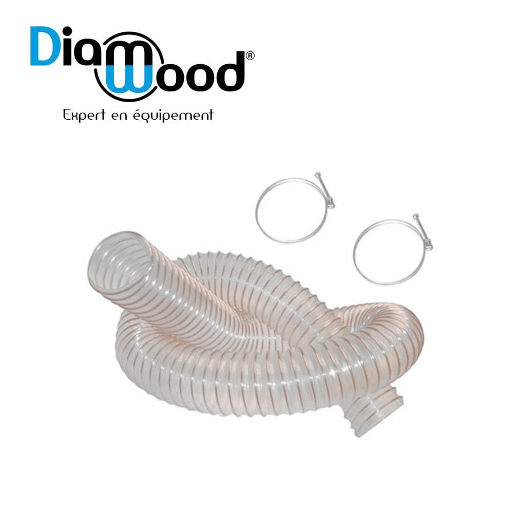 diamwood – 5 M de manguera flexible de aspiración PU acero cobre, D. 100 mm + 2 abrazaderas de manguera – dw-257258000 – diamwood